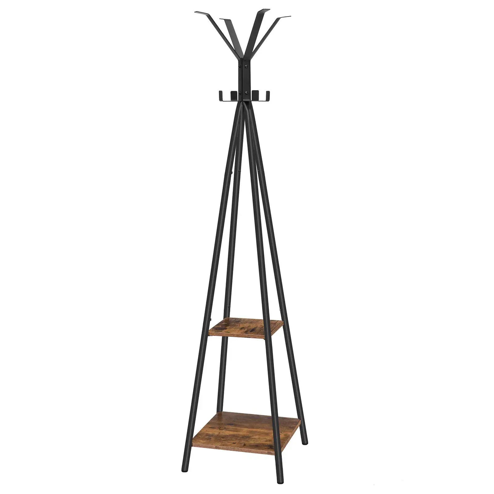 

HOOBRO Freestanding Coat Rack with 8 Coat Hooks and 2 Levels Clothes Hanger Clothing Drying Racks Storage Metal Frame For Bags