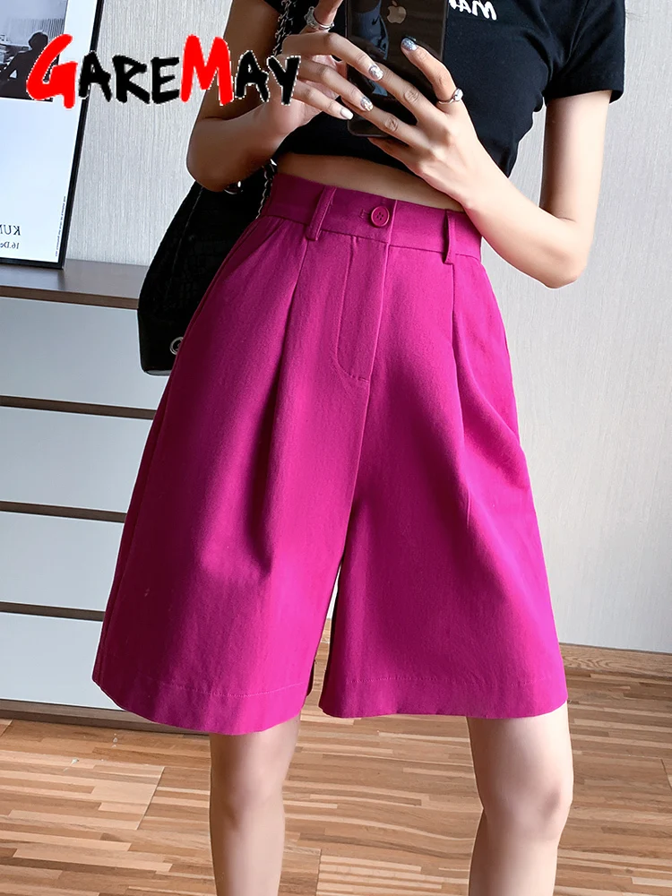 Женские хлопковые шорты длинные винтажные повседневные свободные черные