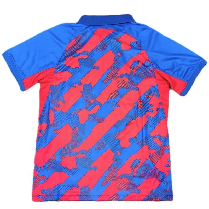 

Custom Summer Football Shirt Choose Your Preferred Name And Number Vintage Red Blue Top Complete With Graphic Logo Patch