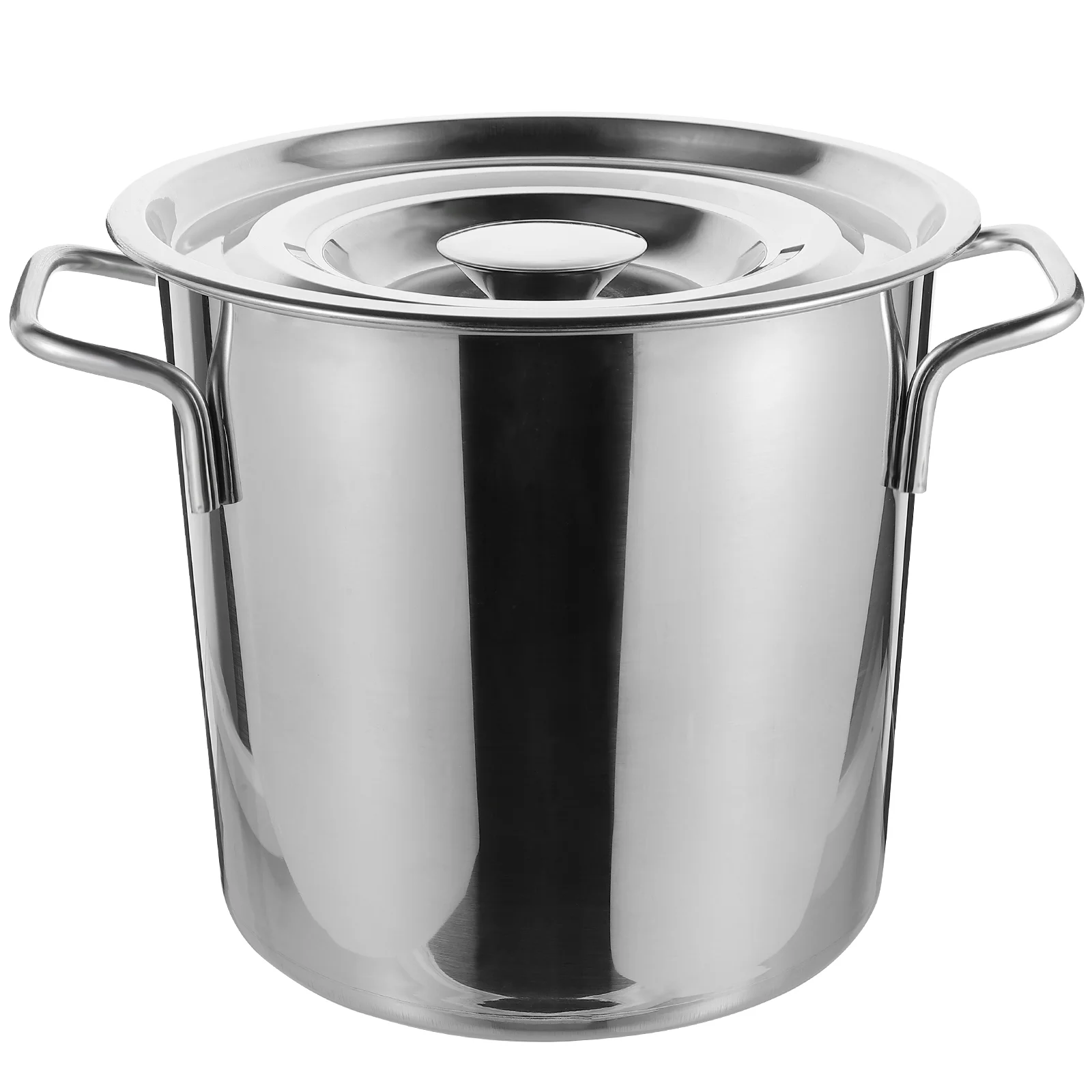 

Double Ear Soup Bucket Lid Seafood Cooking Metal Pot Braising Pan Food Steamers Supplies Commercial