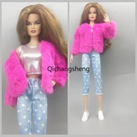 rosy 16 doll outfits set for barbie clothes for barbie dolls accessories clothing fur coat vest jeans pants trousers toys 11 5