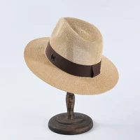 fashion spring summer straw hat ladies classic jazz top hat men retro sun hat breathable panama hat seaside gentleman beach hat