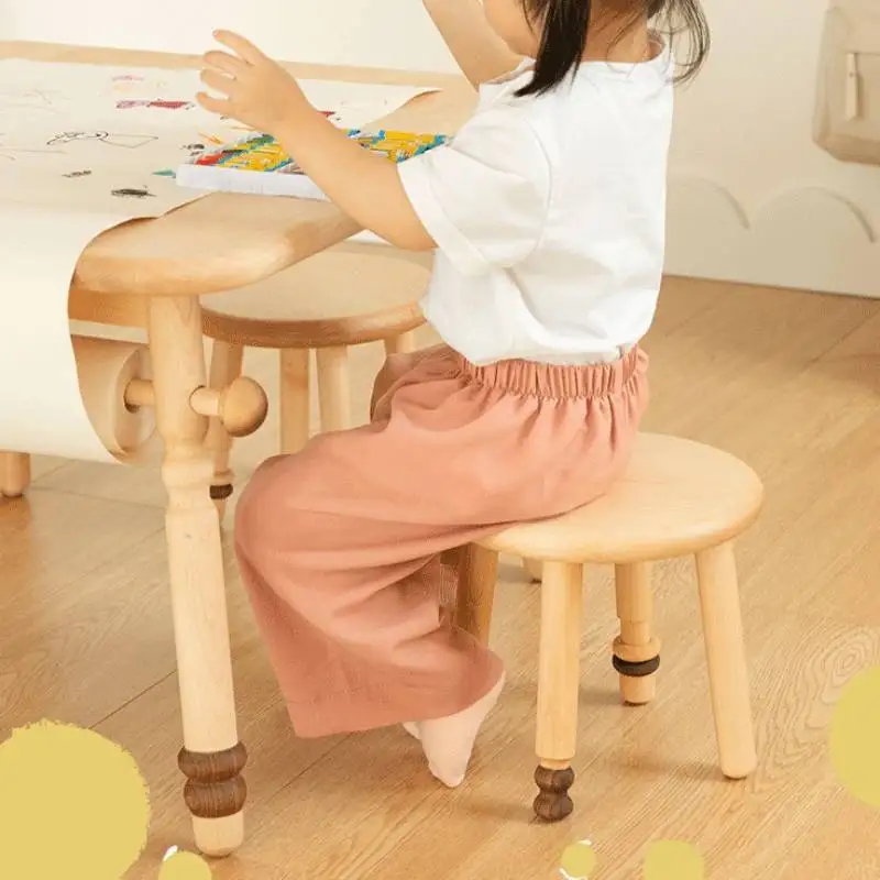 

Wooden Stool Nordic Style Kids Furniture For Living Room Children's Hard Maple Backless Stool Shoe Changer Stools