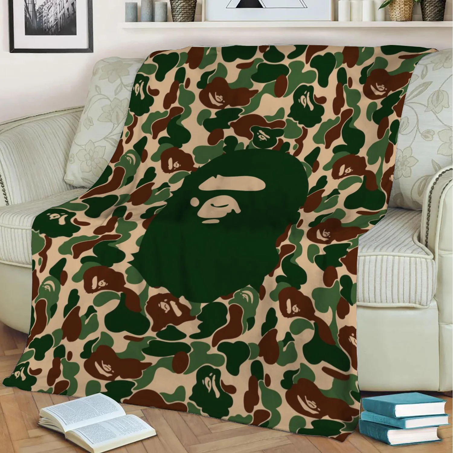 

Street Art Camo monkey hypebeast 3D Print Plush Blanket Throw On Sofa Home Decor Soft Warmth Washable Nap Blanket Dropshipping