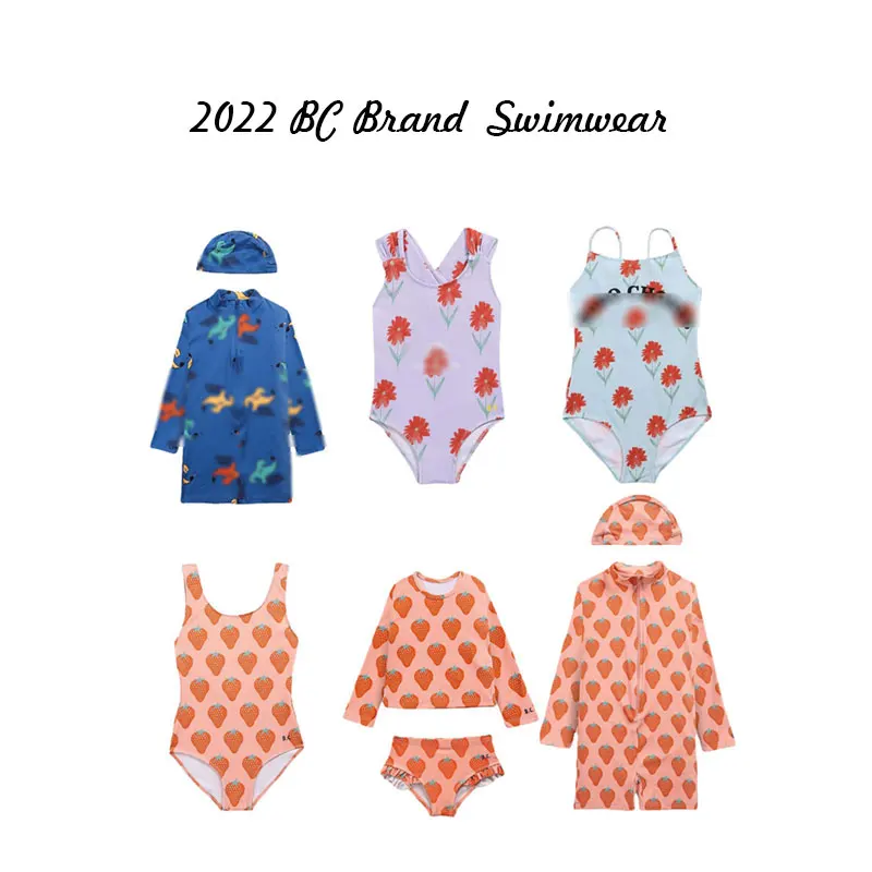 BC Brand 2022 Swimwear Kids Girls New Kids Boys and Girl Swimming Wear Lovely Fashion Fruit Pattern Bath Suits Hawaii Clothes