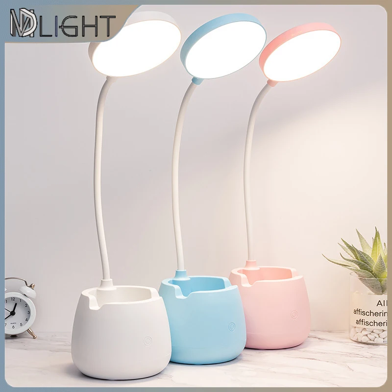 

3 Color Modes & 3 Dimming Levels LED Desk Light with Pen Holder 360°Flexible Gooseneck Small Table Lamps for Home Office Reading