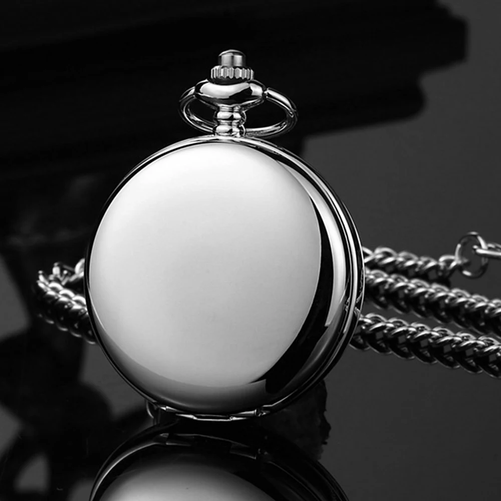 

New Men's Quartz Pocket Watches Vintage Fashion Charm Silver Pocket FOB Watch Necklace Pendant with Chain Gifts CF1902