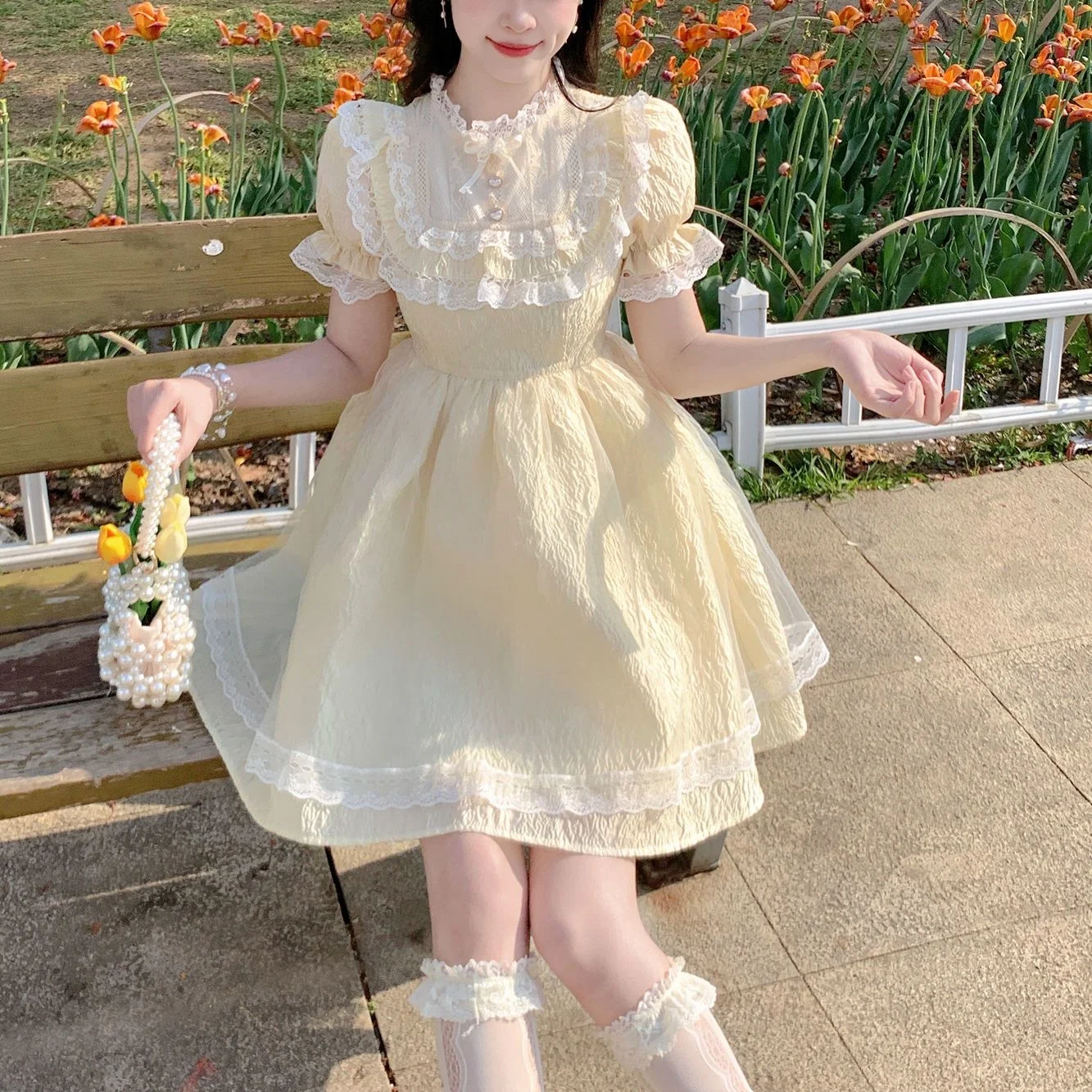 

Летнее кружевное жаккардовое Короткое приталенное платье с бантом и высокой талией, Повседневное платье принцессы для девочек, платья для ...