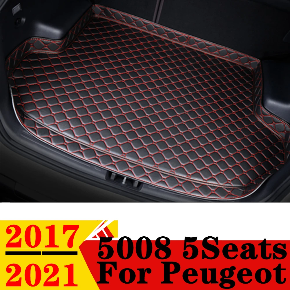 

Автомобильный коврик для багажника Peugeot 5008, 5 сидений, 2017-21, высокая сторона, водонепроницаемый задний грузовой коврик, коврик, автомобильные аксессуары, подкладка для багажника