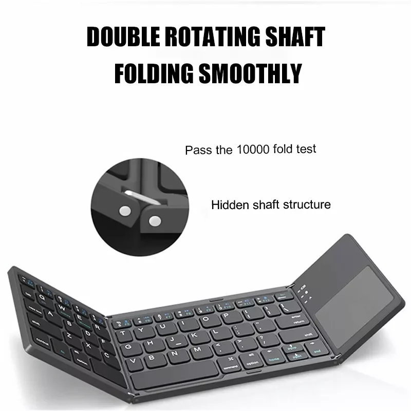 

2022 trend folding keyboard Touchpad Bluetooth-compatible 3.0 Foldable Wireless Keypad for Windows,Android,ios Tablet ipad Phone