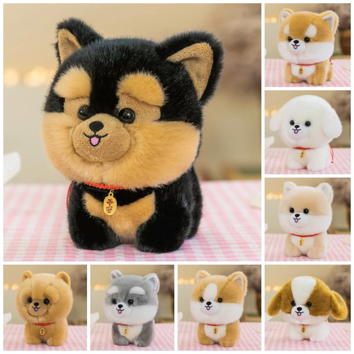 

Lifelike Fluffy Dog Stuffed Toy Simulation Puppy Model Shiba Inu Corgi Husky Yorkshire Bichon frise Chow Chow Plush Doll Gifts