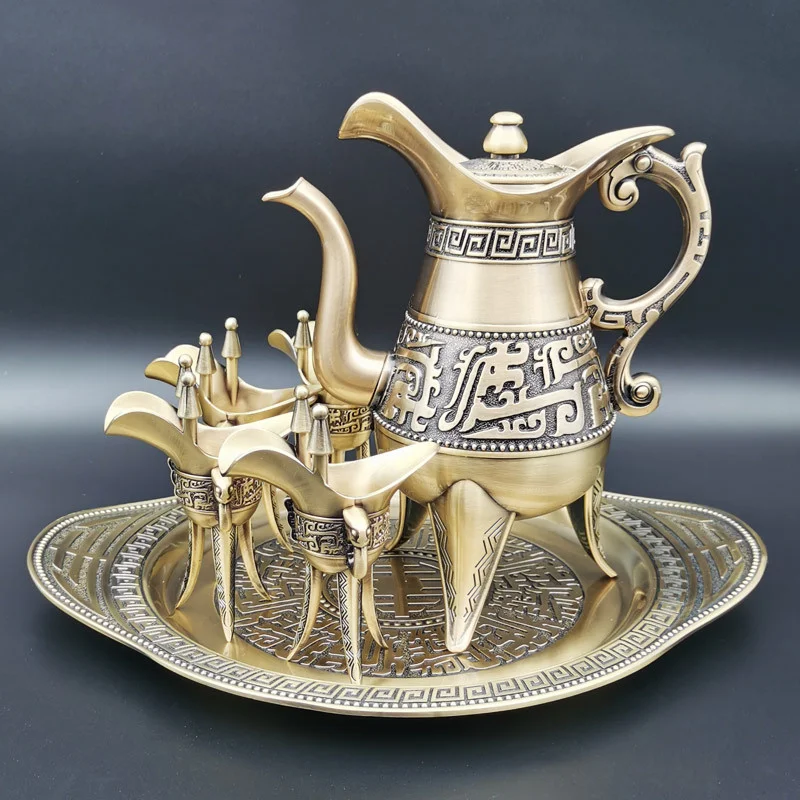 

Bronze Wine Set Chinese Style Wine Dispenser Retro Wine Glass Goblet Home Decoration Retro Decoration