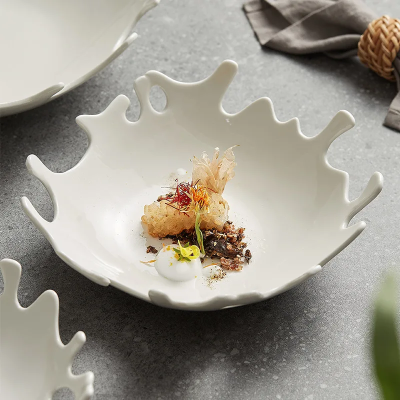 

Creative Ceramic Coral Plate Hotels Artistic Conception Salad Dessert Dishes Restaurant Spaghetti Dinner Plates Home Tableware