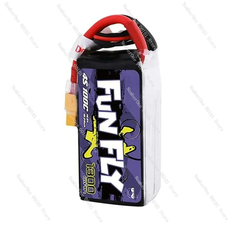 Фото FUNFLY 1300 мАч 1550 мАч 1800 мАч 3S 4S 11,1 В 14,8 В 100C Lipo Батарея XT60 Разъем для FPV 250 230 210 180 Размер №2