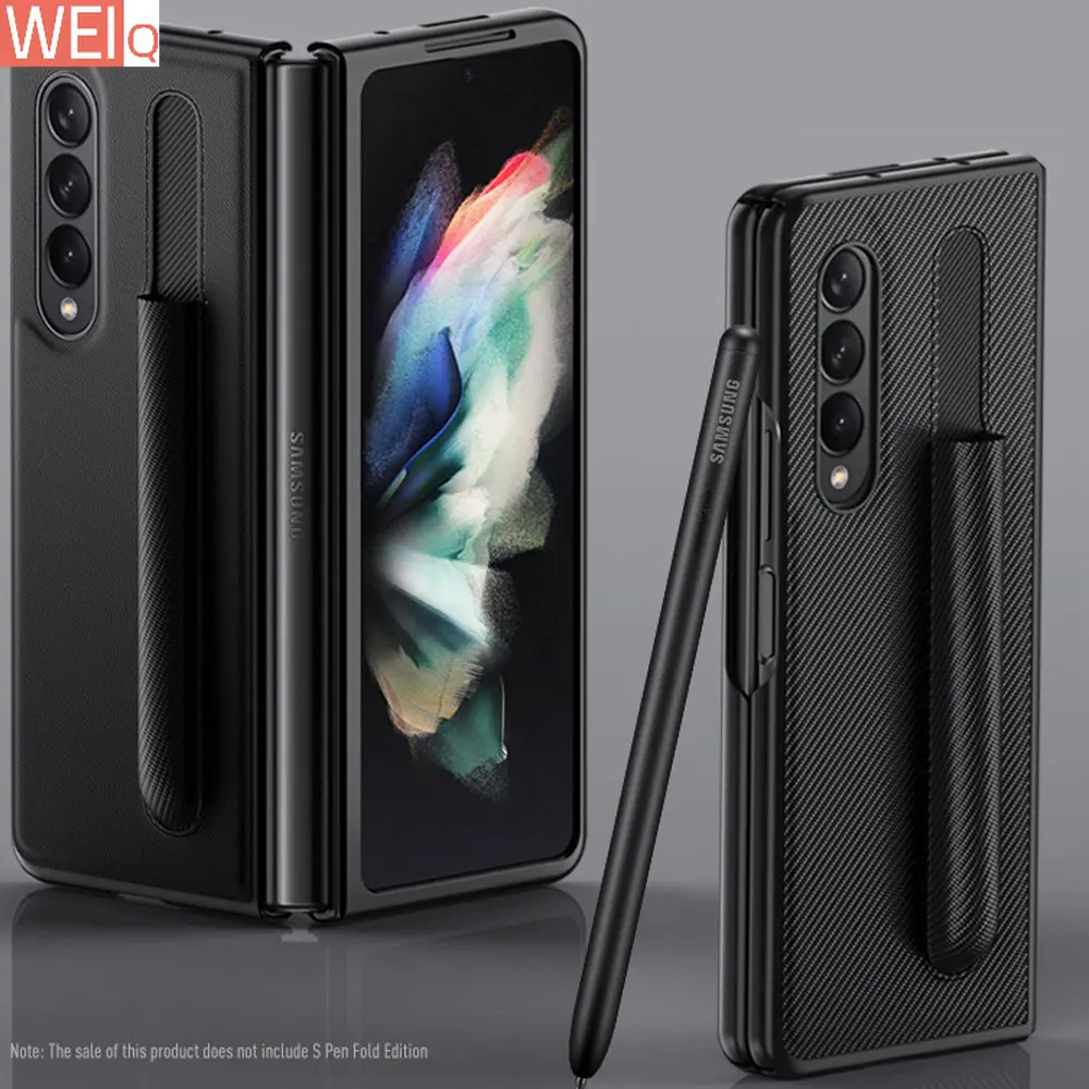 

Стилус S-Pen с гнездом для ручки складной чехол для Samsung Galaxy Z Fold3 складной кожаный чехол Карманный держатель