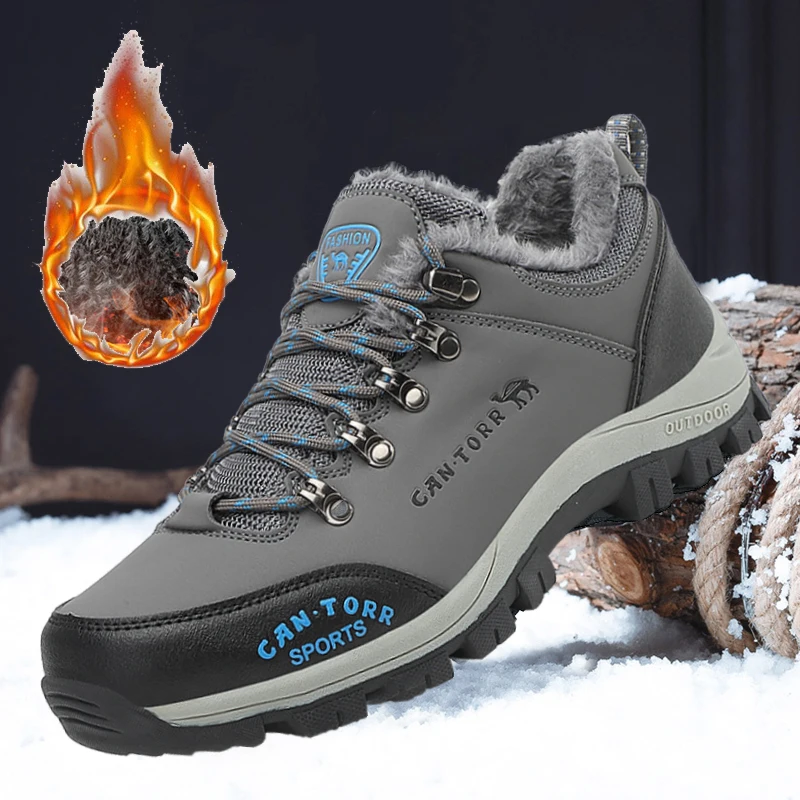 Men Snow Boots Warm Fur Waterproof 