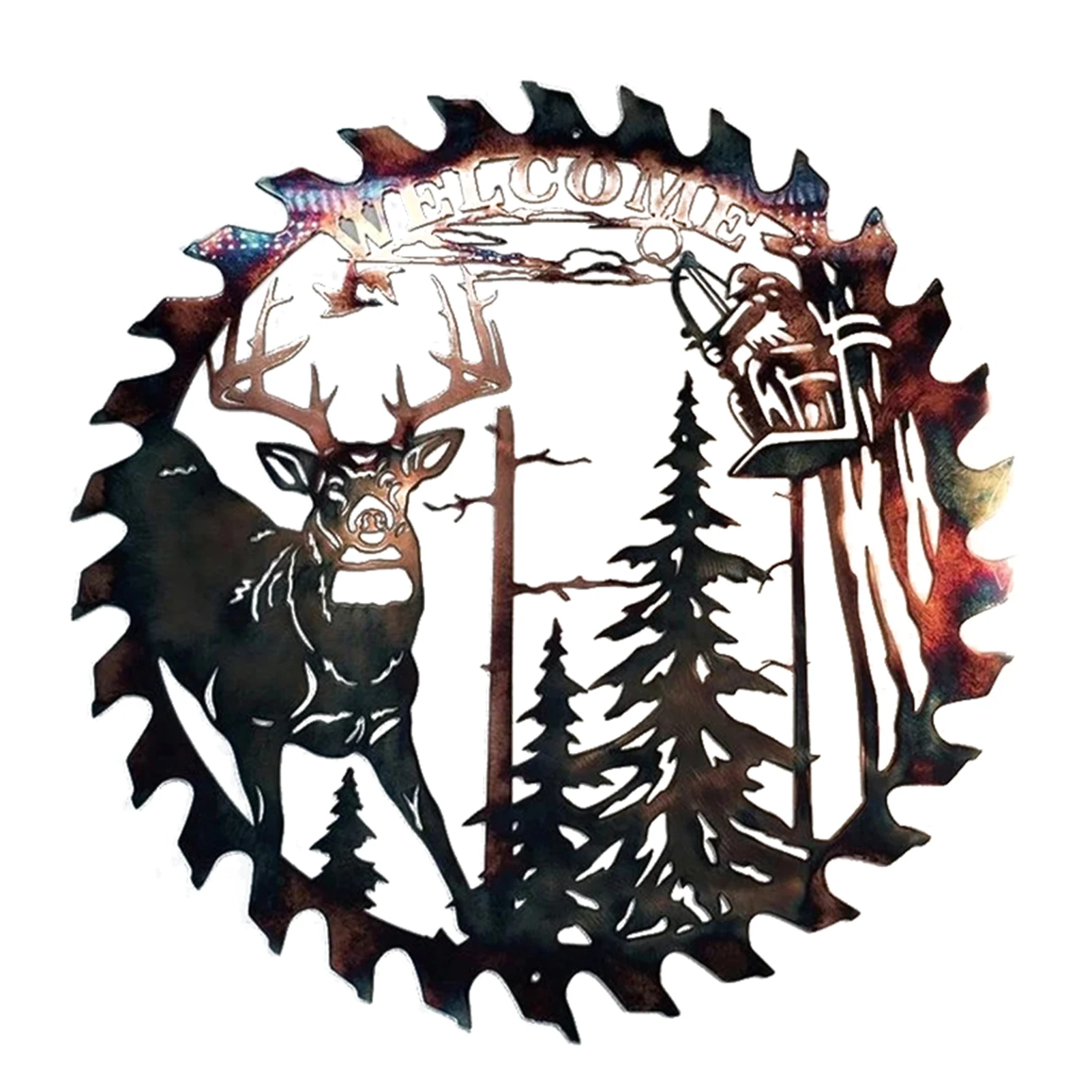 

Elk Saw Blade Wall Metal Art Home Decor Father's Day Unique Gift Decorative Metal Art Tree Wall Self-adhesive Ornament