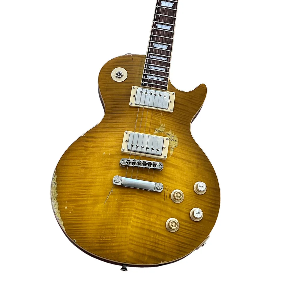 

Старшая/сопутствующая электрическая гитара Green Moore LemonBurst, цельный корпус и шейный лад, переплет с маленькими контактами, хромированные элем...