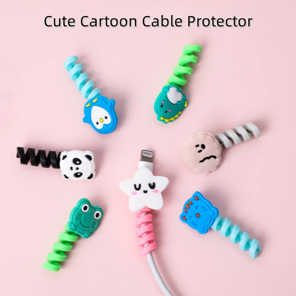 

Cute Cartoon Cable Protector Data Line Protective Cover USB Charging Cable Saver Silicone Bobbin Winder Wire Cord Organizer