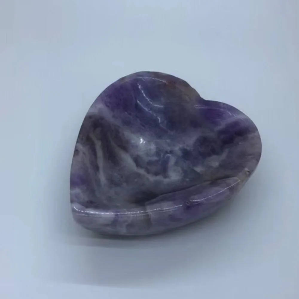 

1 Pcs Natural Crystal Love Shape Bowl Reiki Dream Amethyst Ashtray Heart Carving Gemstone Craft DIY Home Decor Gift