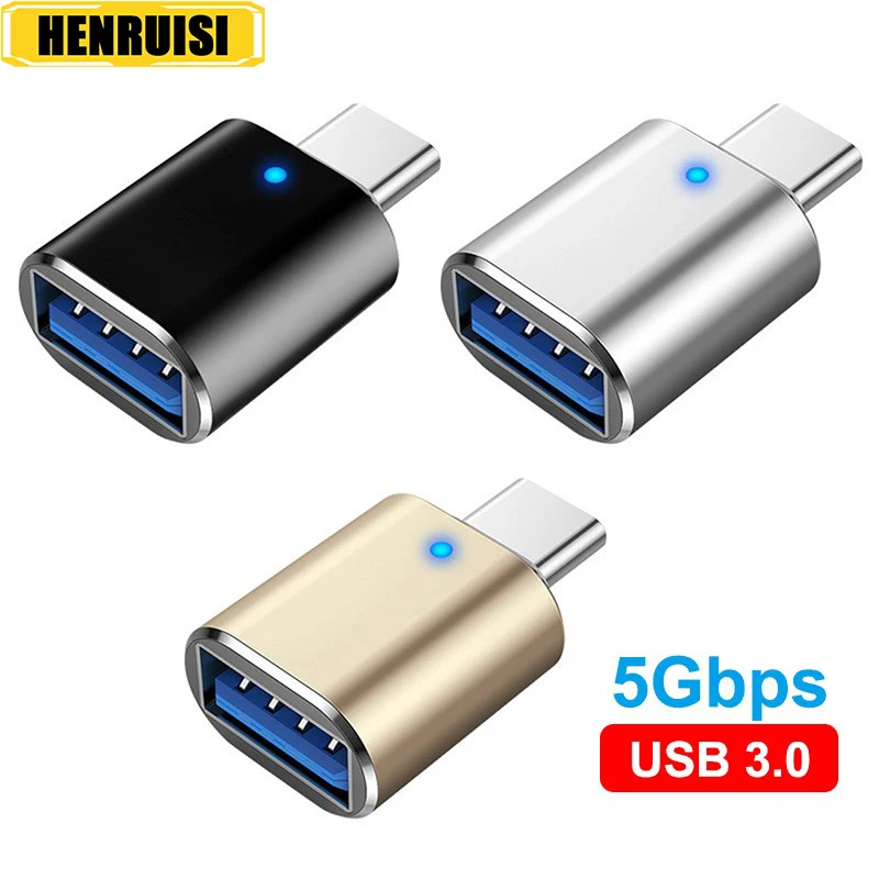 

USB 3.0 To Type C Adapter LED Type-C Female Connector Fast Data Transmission For Samsung Xiaomi Cell Phone U Disk Tablet And Car
