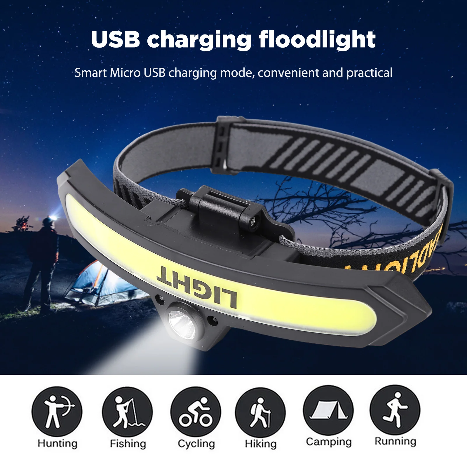 

USB COB Mini Head Flash светильник 6-Скоростной волновой индукционный датчик, рыболовные фонарики, красная фонарь, предупреждающие фонари, инструменты для спорта на открытом воздухе