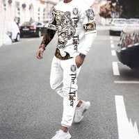 2022 new autumn oversized jogging sets animal 3d print tops trousers suit mens personalized fashion streetwear wholesale