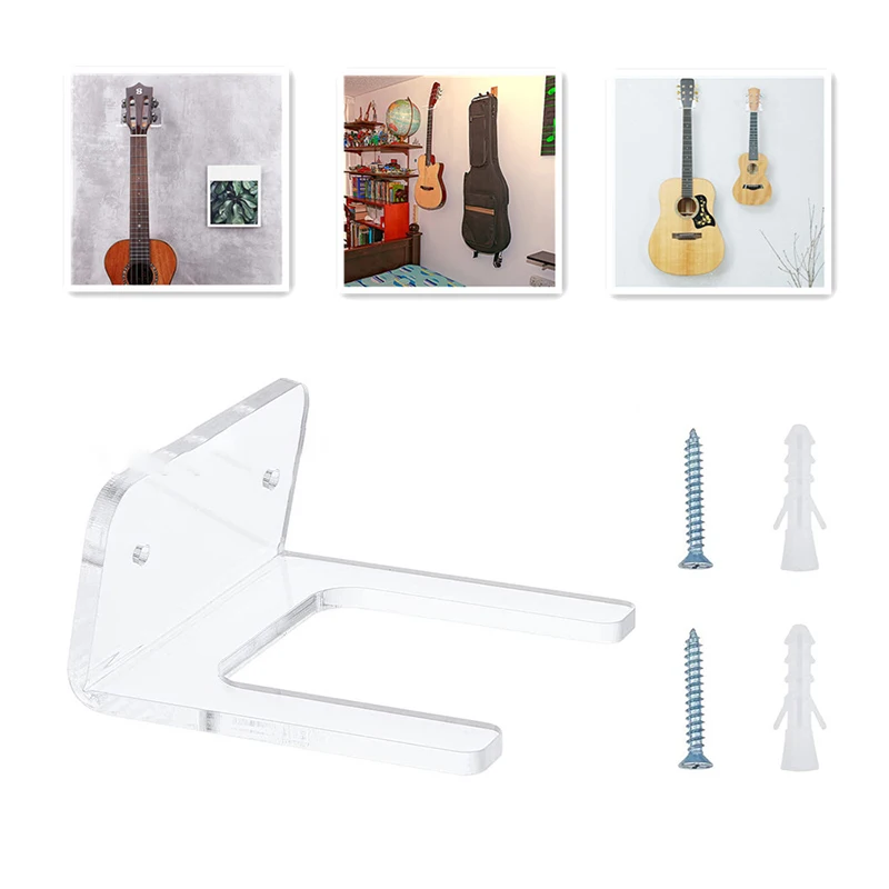 

Вешалка для гитары, настенная вертикальная подставка Deluxe, прозрачная акриловая гитарная вешалка для акустических или электрических гитар, вспомогательный инструмент