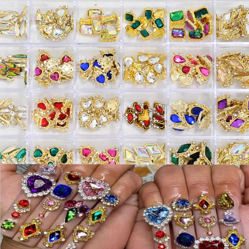 

1BOX Jewelry Germ Nail Charms Luxury Kawaii Kit Crystal,Acrylic Flower,Rhinestones,Resin,Butterfly,Bear 3D Nails Decorations @*#