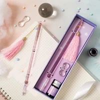 1set ink pen beautiful glass translucent crystal dip pen with ink for decoration dip pen crystal pen