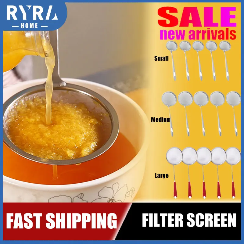 

New 304 Stainless Steel Japanese Hot Pot Filter Mesh Percolator Soup Skimmer Spoon Fried Food Net Strainer Oil Skim Grease Foam