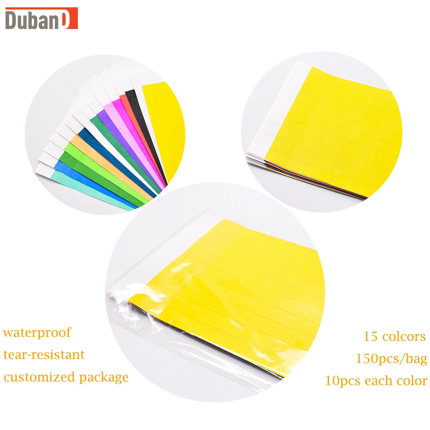 Браслеты Sythentic Tyvek водонепроницаемые, 15 цветов, 150 шт.