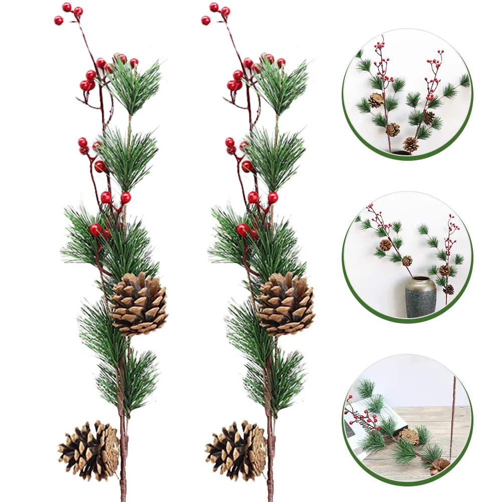 

Picks Berry Christmas Fake Pine Artificial Cone Stems Branch Tree Floral Red Wreath Centerpieces Stem Table Xmas Holly Chriatmas