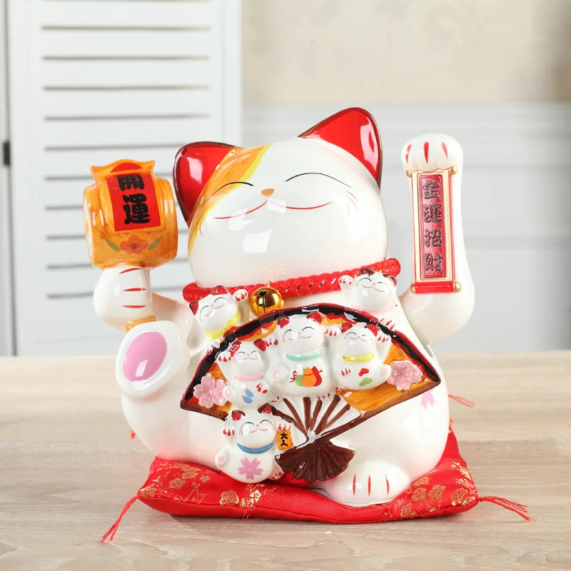 

Inch 11 Lucky Ornaments Ceramic White Lucky Cat Induction Electric Shaker
