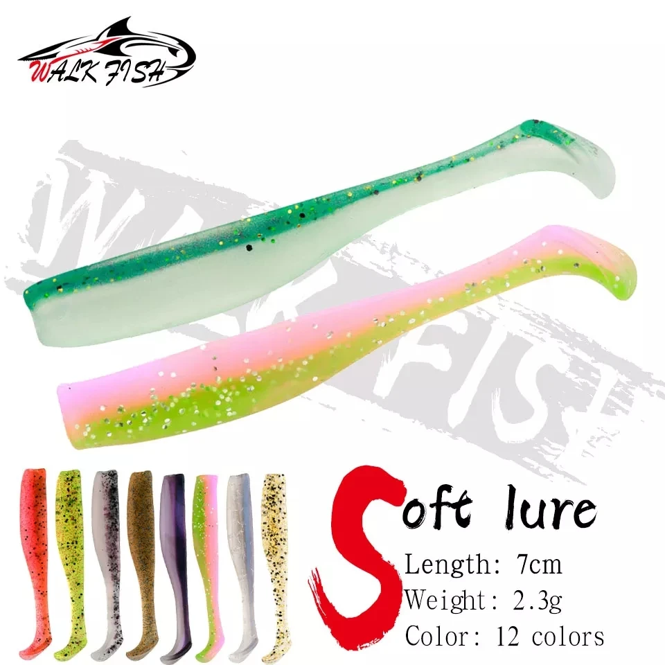 WALK FISH 6PCS/Lot 70mm 2.3g Jigging Lure TPR Soft Bait Paddle Tail Swimbait Wobblers Artificial Baits Bass Fishing Pesca - купить по