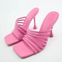 2022 new spring and summer new womens shoes rose red ribbon combination high heeled elegant sandals