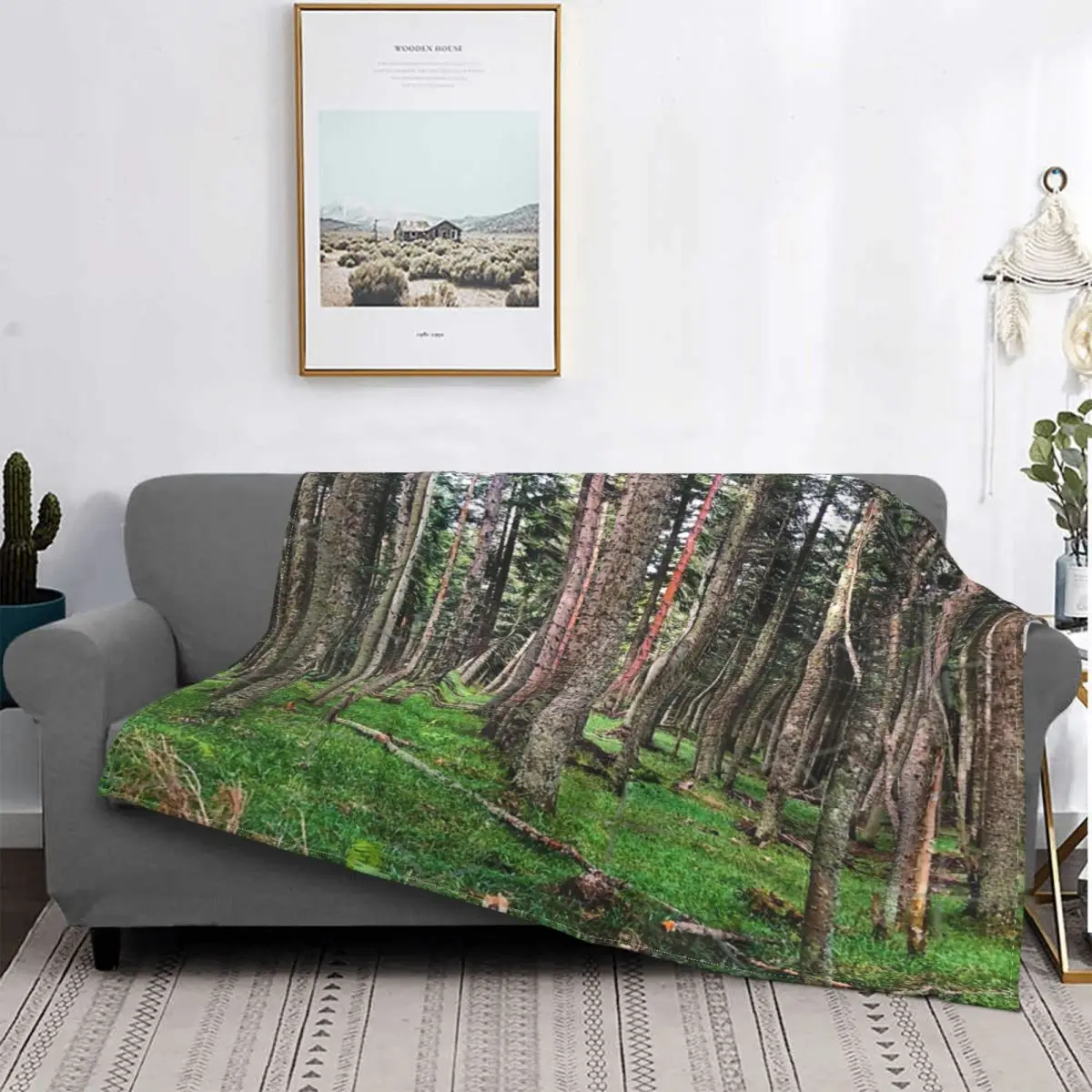 

Manta de foto Vertical de bosque de árboles finos, colcha de cama a cuadros, manta de Anime de verano, fundas de cama de inviern