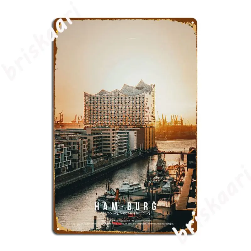 

Ausblick Hafencity, металлический плакат на стену, Настенный декор, кинотеатр, гараж, печать, жестяной плакат