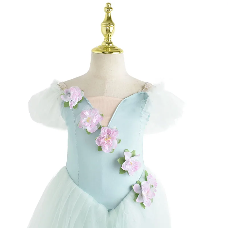 Профессиональное розовое балетное платье-пачка для взрослых и детей с цветами
