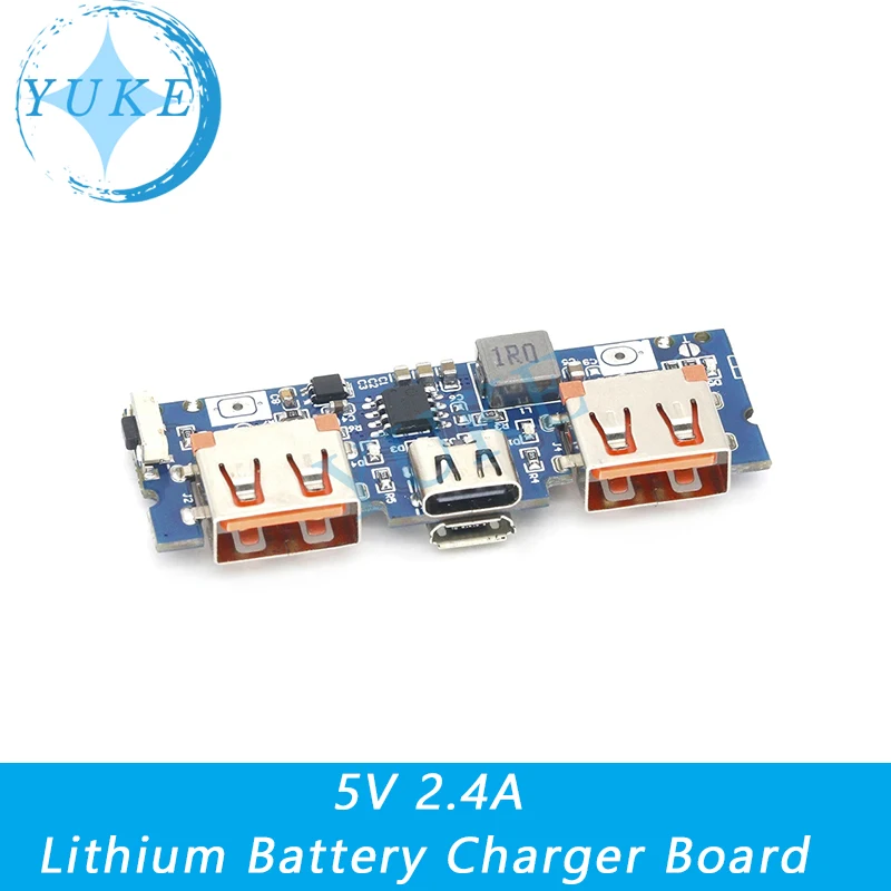 

Lithium Battery Charger Board LED Dual USB 5V 2.4A Micro/Type-C USB Power Bank 18650 Charging Module