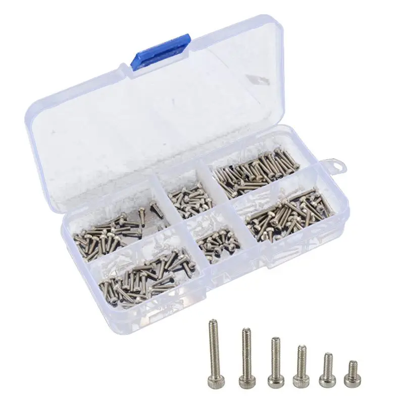 

HOT! 180Pcs/Set M2 X 4 / 6 / 8 / 10 / 12 / 16Mm Hex Socket Head Cap Screw Stainless Steel M2 Screw Accessories Kit Box
