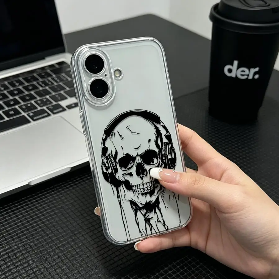 Фото Чехол с принтом «Череп с наушниками» для Honor X8b X8 X9a 90 Lite X8a X7b X9b, мягкий чехол для телефона №1