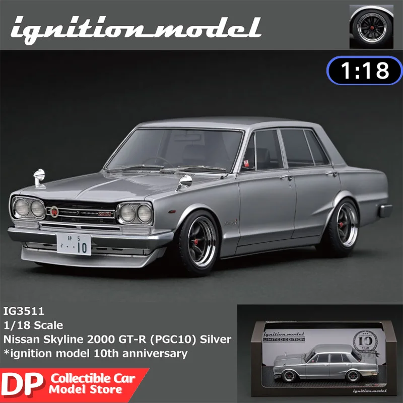 1/18 Nissan Skyline 2000 GT-R (PGC10) Серебряная коллекционная модель автомобиля премиум-класса