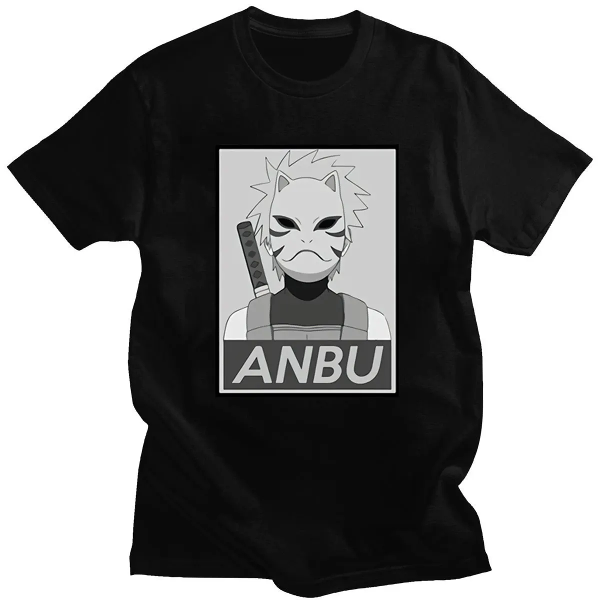 

Anime T-Shirt Summer Short Sleeve 100% Cotton Men Harajuku Cartoon ANBU Kakashi Tops2021 The New Casual Loose T-shirt