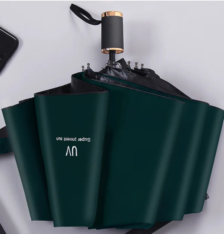 Manual Solid Color 3 Folding Umbrella Foldable Windproof Men Women Business Reverse Advertising Sunny and Rainy Umbrella