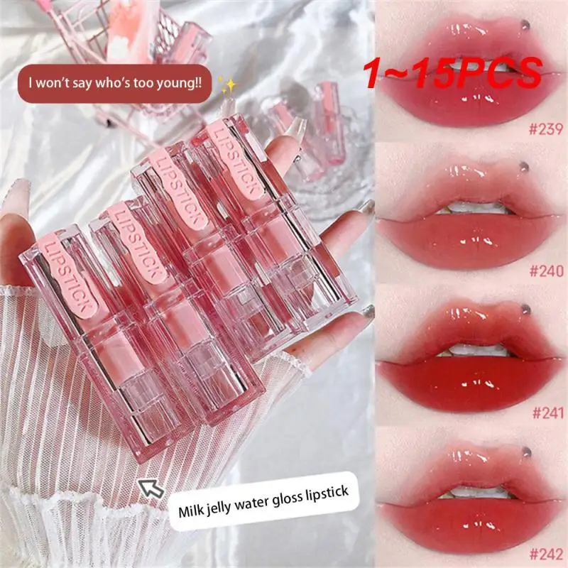 

1~15PCS Mirror Moisturizing Lipstick Flower Jelly Water Lip Gloss Lip Clear Glaze Mirror Long Lasting Non-stick Cup Lipstick Lip