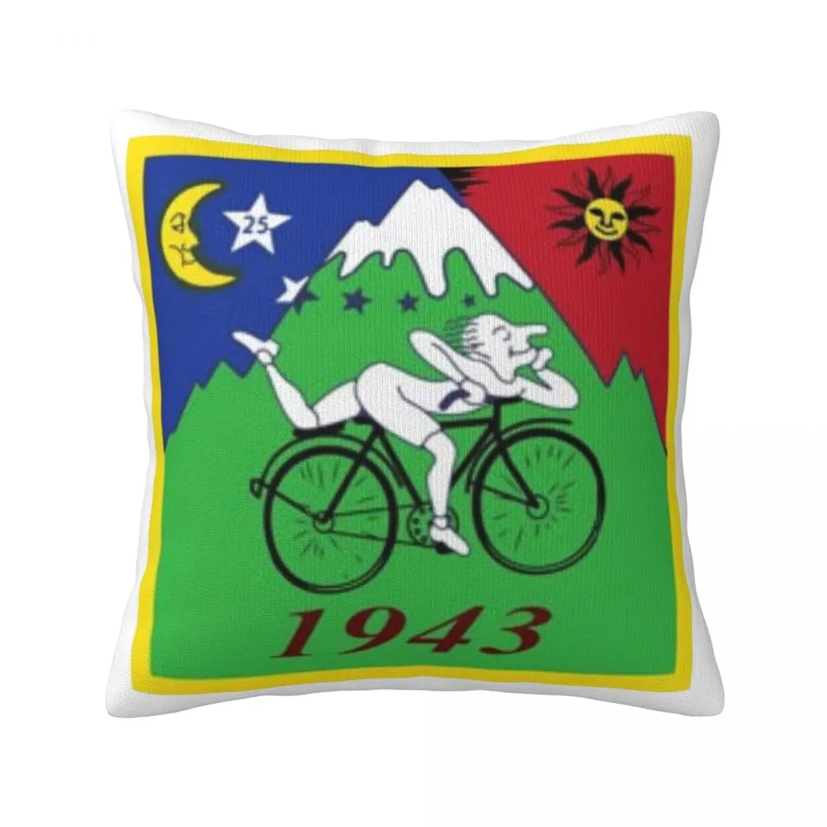 

Albert Hoffman Bicycle Day Pillow Case 1943 cycle lsd trip acid day Spring Colored Pillowcase Polyester Sofa Zipper Cover