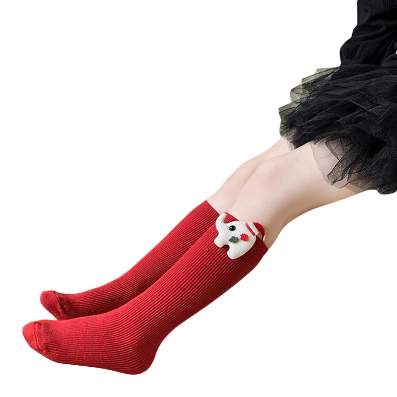 

Рождественские носки для маленьких девочек и мальчиков, Милые Удобные хлопковые носки-трубы с 3D рисунком, Праздничные Носки, рождественские чулки
