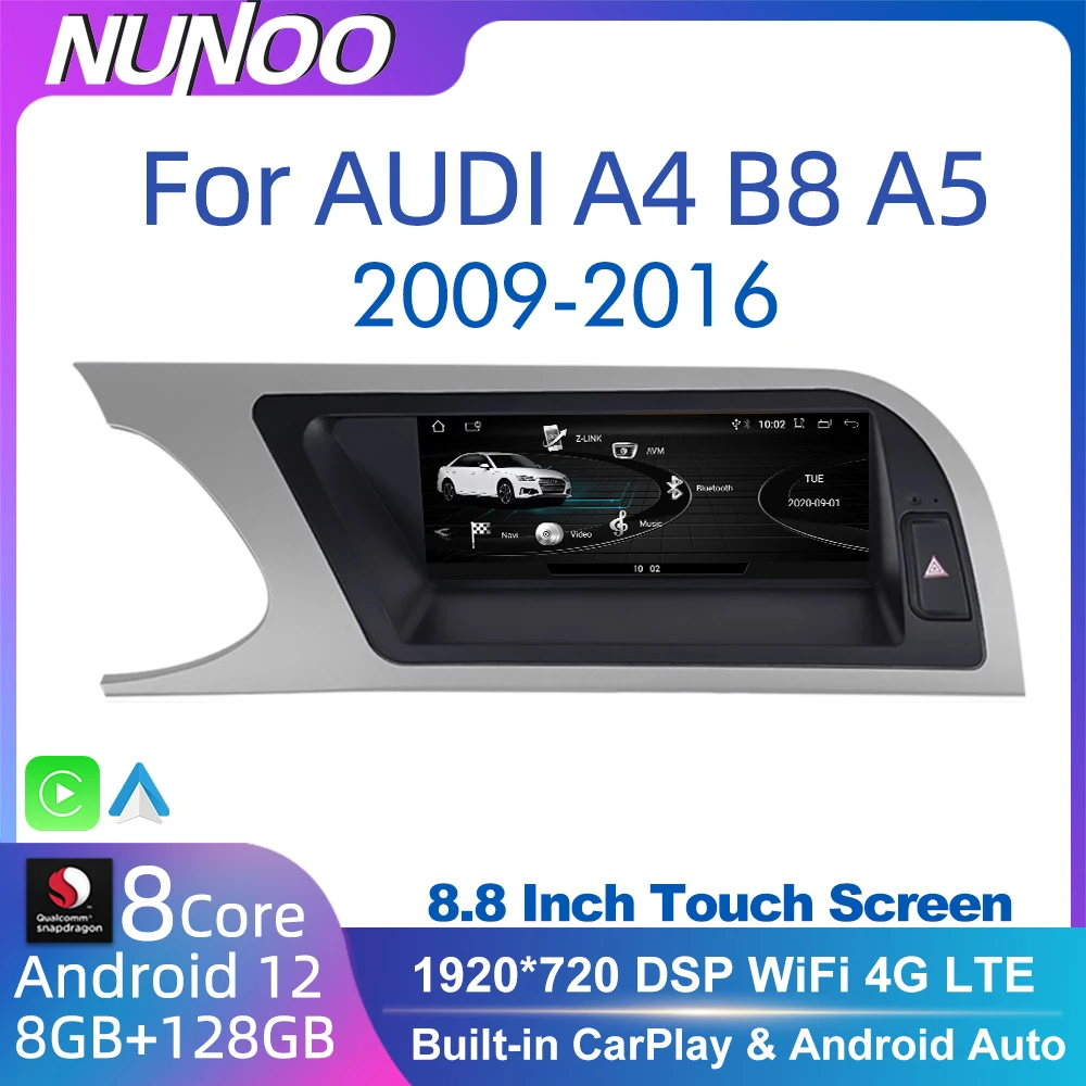 

Android 12 Car Screen Player For Audi A4 B8 A5 2008-2017 MMI 2G GPS Navi Multimedia Stereo 8+128GB RAM WIFI Google Carplay
