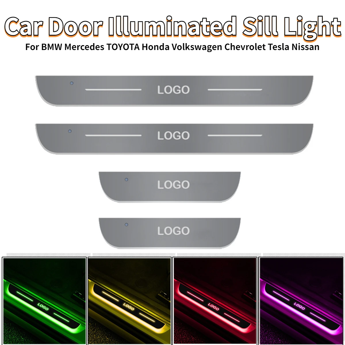 

Car Scuff Plate Pedal Universal LED Door Sill Scuff Streamer Light Scratch-resistant Auto Accessories for Benz for Volkswagen